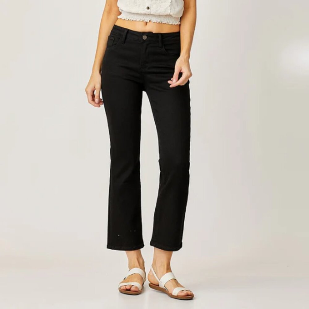 Risen Jeans Mid Rise Ankle Bootcut Jeans in Black Size 9/29